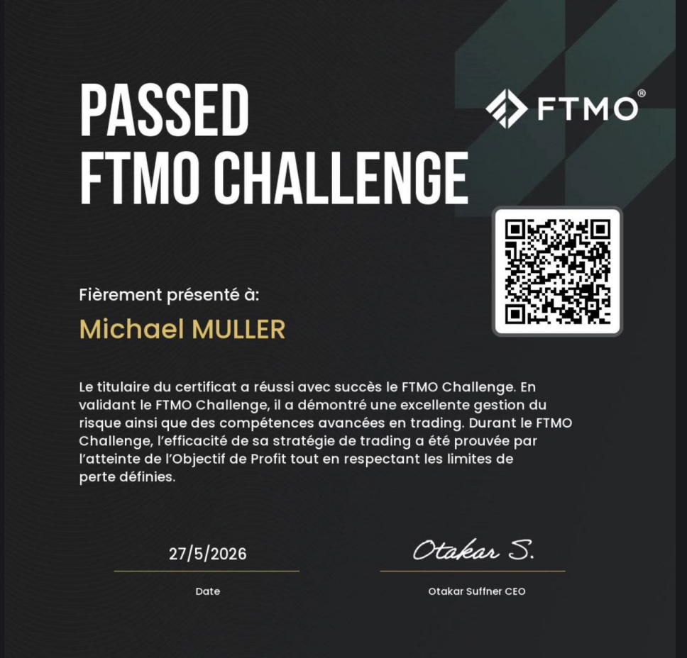 Attestation de challenge FTMO